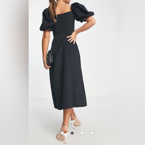 & Other Stories Black Puff Sleeve Midi Dress - Picture 4 of 10